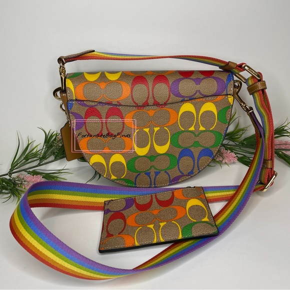 Coach Rainbow Pride Ellen Crossbody C4098 Zip Card Case C9862 2 Piece Bundle Set - Picture 4 of 13
